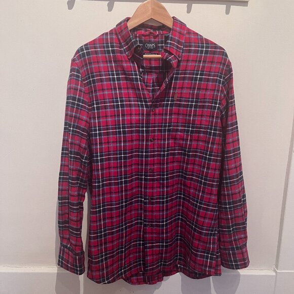 Chaps Red/blue/Plaid Shirt - Performance Fit - Picture 1 of 6